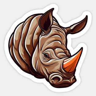 Head of orange horned rhino Sticker